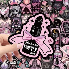30Pcs Random Aesthetic Dark Pink Gothic Witch Skull Skeleton Waterproof Stickers