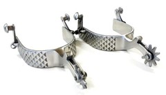 Men’s Rasp Spurs Brushed Stainless Steel Heavy Western Cowboy Spurs