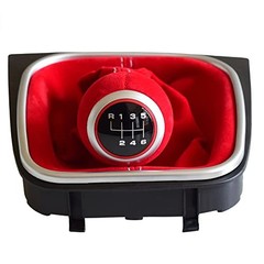 Red Suede Leather Gear Shift Knob – 6 Speed – Complete Red (6-Speed Style)