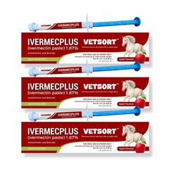 VETSORT Horse Paste Dewormer Apple Flavor Wormer 1.87% EXP 10/2027 (3 pack)