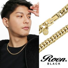 Roen BLACK Gold Double Kihei Chain Necklace 5.5mm 50cm Stainless