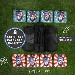 Cornhole Bag Carry Case – 8 Bag Carrying Case, Mesh View Windows, Name Tag Slots