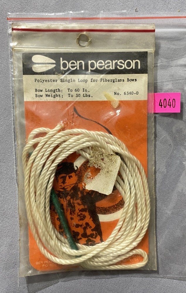Ben Pearson Poly Single Loop Fiberglass Bow String To 60 in AMO, 30lb 6340-0 NOS