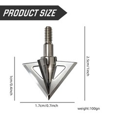 12Pcs Archery Broadheads 100 Grain 4 Blade Crossbow Compound Bow Hunting Tips