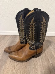 Tony Lama 1150 Men’s US 8 Western Cowboy Boots Brown Vamp Black Shaft