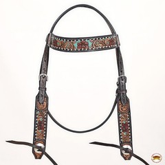 Western Headstall and Breast Collar Set HILASON Tooled Leather Horse Bridle Tack