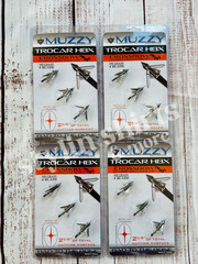 4 pk Muzzy Archery Trocar HBX CROSSBOW Mechanical 4 blade 100 Grain 3 Broadhead