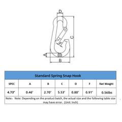 2PCS M12 316 SS Heavy Duty Marine Grade Snap Hooks Carabiner Clip Spring