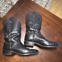 Vintage Nocona Black Leather Western Cowboy Boots Pull-On – Men’s US 9.5D