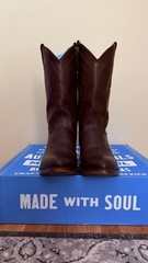 Alvies The Lamar Men’s Brown Leather Western Cowboy Boots US Size 12D