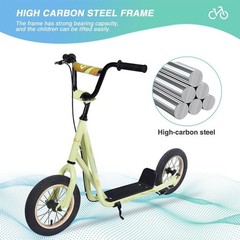 Kick Scooter Bike for 6-12-Years Old Kids W/Adjustable Handlebar 12 In. Infla…