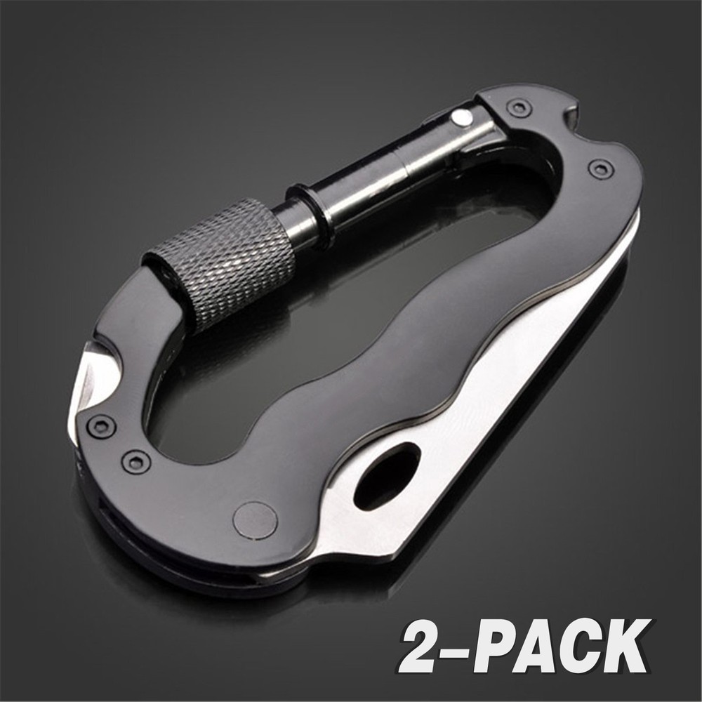 7 In1 Survival Rock Climbing Hiking Gear Multi Function Carabiner Tool Kit US