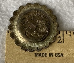 Vintage Antique 1-3/4″ Solid STERLING Silver Scalloped Concho~Navajo or Western