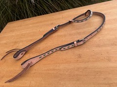 Light Oil w Green Buck Stitching One Ear Western Horse Headstall RANCH PLEASURE