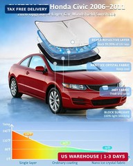 for Honda Civic 2006-2011 Windshield Sun Shade – 4 Layers Car Sunshades for Fron