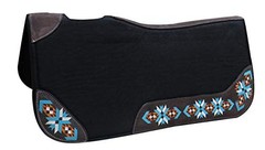 Showman 32″ x 31″ Black Felt Saddle Pad w/ Navajo Embroidered Wear Leathers