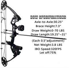 Adjustable 0-70 lbs Compound Bow for Beginners – Complete 2024 Archery Kit