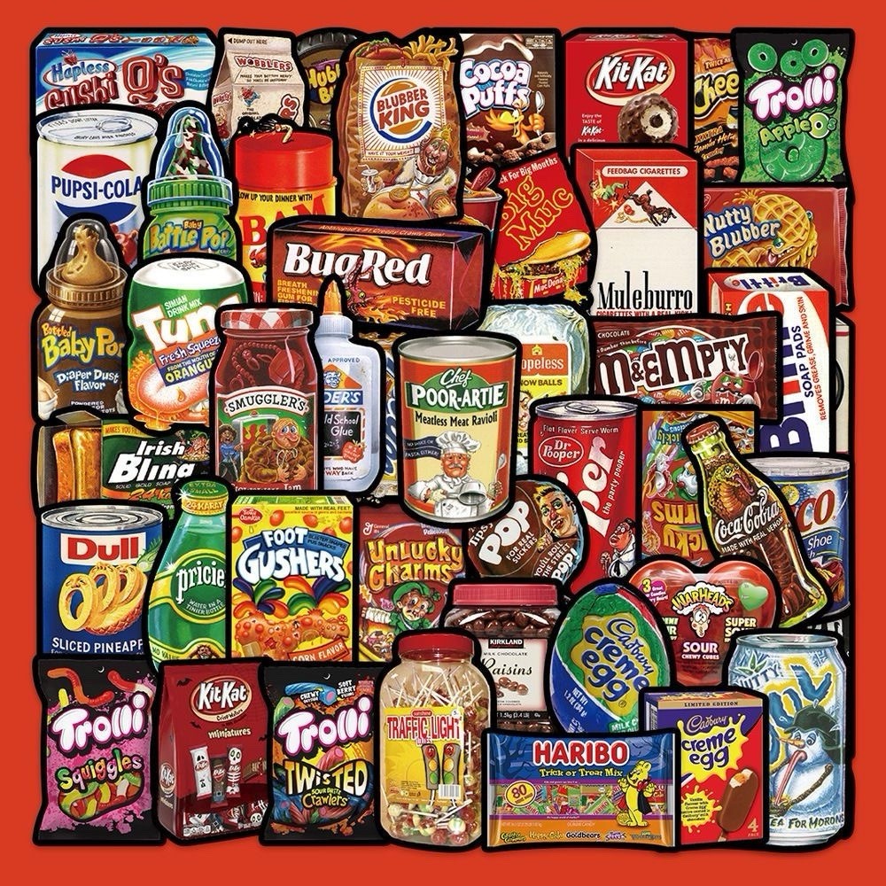 30Pcs Random Funny Wacky Food Spoof Snack Drink Graffiti Waterproof Stickers