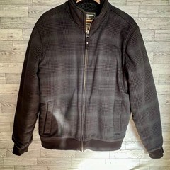 Denver Hayes Jacket Mens Medium Fleece Lined Black/Gray Checkered Full Zip Warm