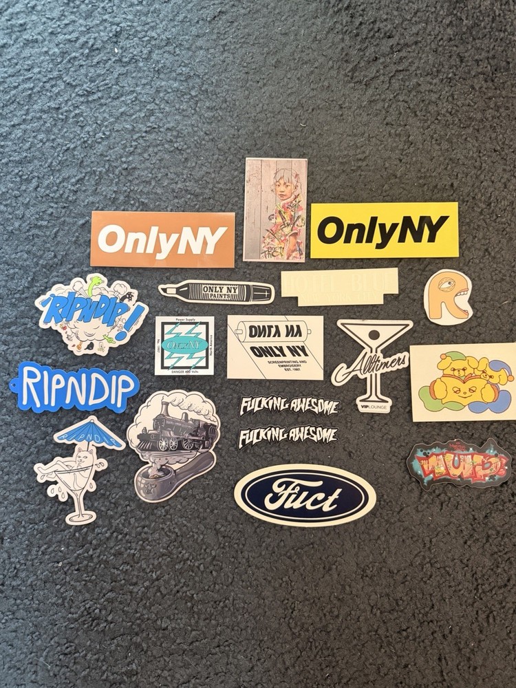 Skateboard 15+ Stickers Lot Mixed Brands Vinyl Decals, Fuct Alltimers OnlyNY