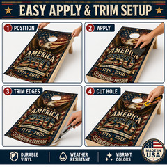 America 250 Cornhole Board Wraps Patriotic Eagle Vinyl Wraps 24×48 Set of 2