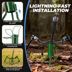 Bow Stand, Foldable and Portable Stand for Compound Bow with Quiver (Hold 30-40