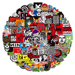 100pcs Classic Rock Band Stickers Waterproof Music Decals for Laptop Guitar