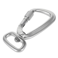 C5810 Silver Semi-Matte, Screw Lock Swivel Carabiner, Aluminum