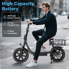 AOVOPRO Electric Scooter Adults Foldable Scooter – Seat & Carry Basket E Mopeds
