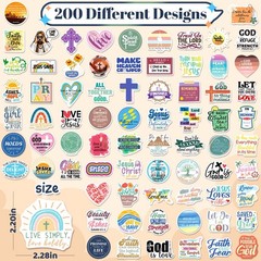 200 Pcs Inspirational Jesus Bible Verse Stickers for Water Bottles Scrapbook