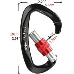 5Pcs Black 25KN D Shape Duty Screwgate Locking Carabiner For Climbing Caving eq