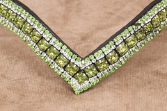 Peridot Green Crystal V-Shaped Leather Browband for Horses Premium & Blingy