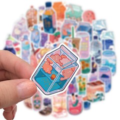 50pcs Waterproof Vinyl Cute Drink Sticker Pack For Water Bottle,Laptop,Scrapbook
