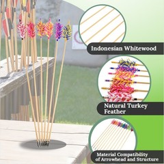 6x 32″ Archery Wooden Arrow Indonesian White Wood Turkey Feather Shooting Hunt