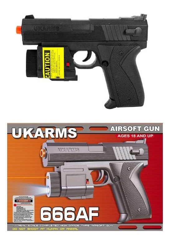 6.5″ Spring Black Airsoft Pistol Gun w/ Laser Sight 125fps BB Air Soft 666af 1/1