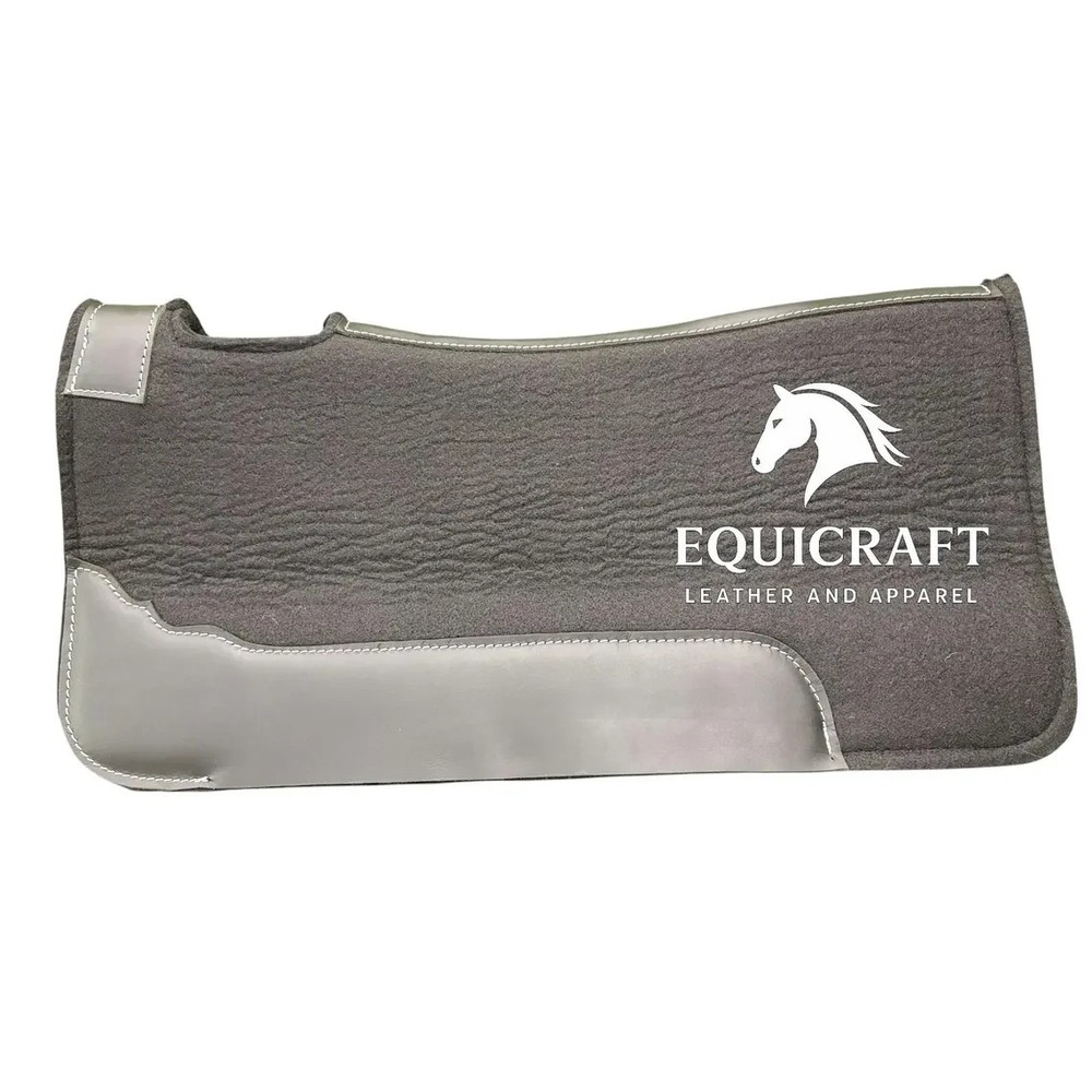 Black Wool Felt Saddle Pad with Leather | Western Riding Pad | 30X30″ & 32X32″