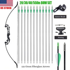 54″ Archery Takedown Recurve Bow Carbon Arrows Rest Bow Sight Sets Adult Hunting