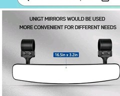 16.5″ UTV Rear View Center Mirror, UTV Race Mirror with Clamps