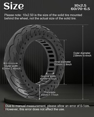 10 x 2.5 Inches Electric Scooter Tire 60/70-6.5 Solid Tire Fit for Ninebot Ma…