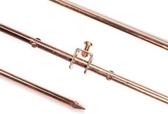 4ft Copper Grounding Rod 3/8 inches dia with Pre-Installed Ground Rod Clamp