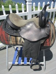 15» SQH BARS SIMCO black Western barrel/ trail saddle leather & cordura USA