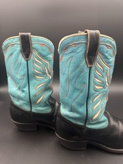 1950’s Acme cowboy boots size 8.5 D. Shorty black & turquoise eagle Inlay Rare!