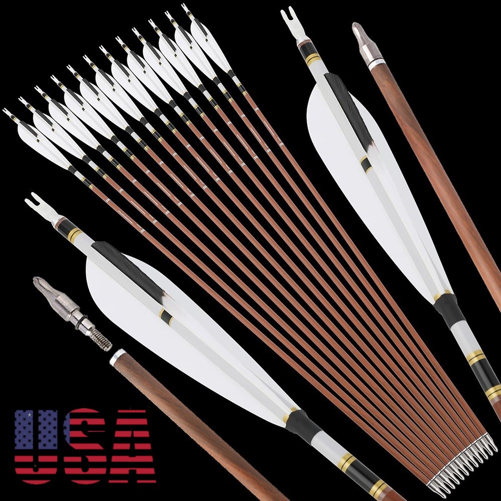 12X 31″ Pure Carbon Arrows Archery SP340-600 Compound Recurve Bow Tips Hunting