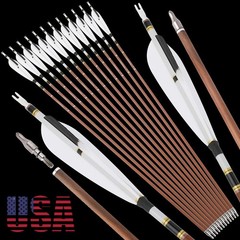 12X 31″ Pure Carbon Arrows Archery SP340-600 Compound Recurve Bow Tips Hunting