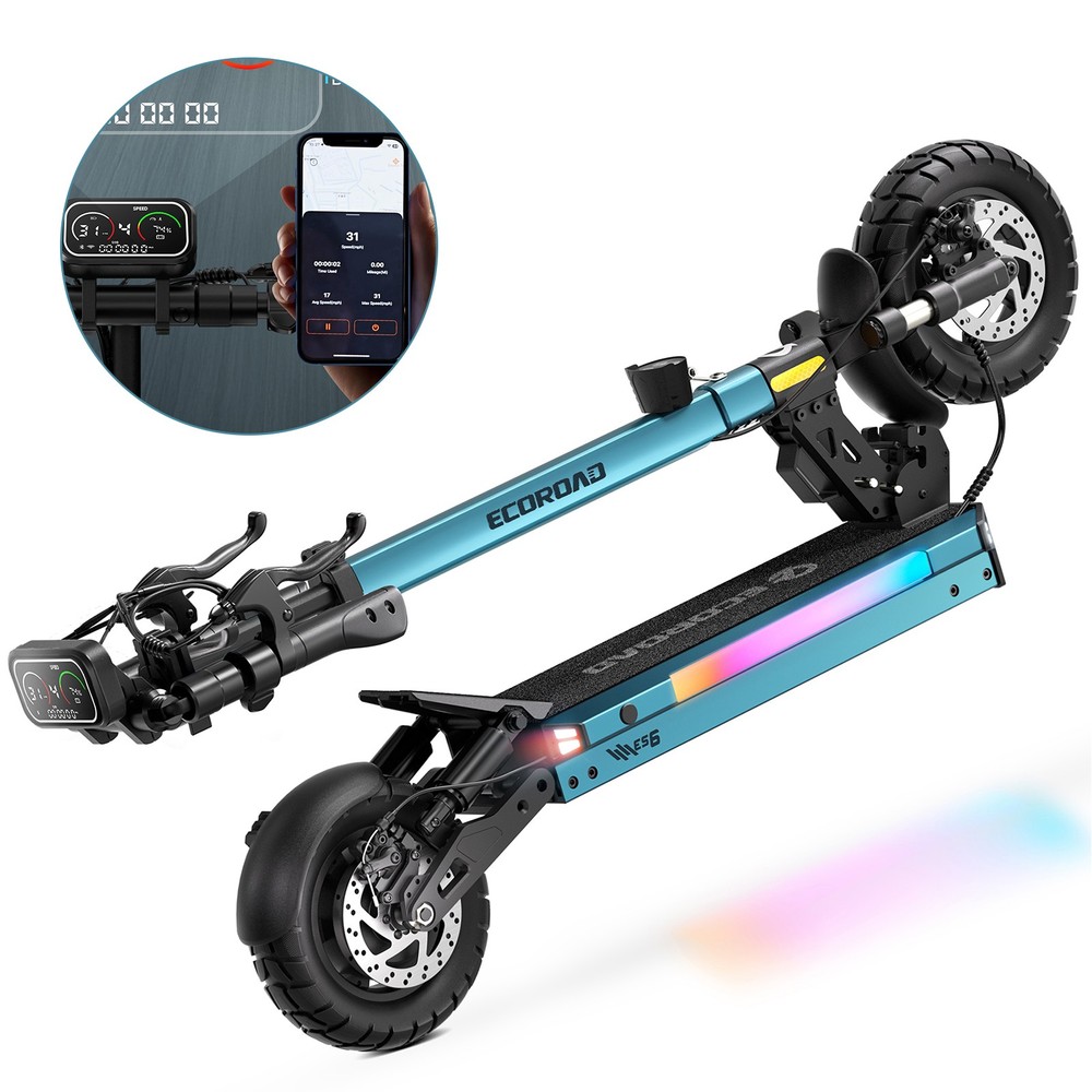 Off-road Electric Scooter Adults 1000W Folding E-Scooter with APP 31MPH 48V 13Ah