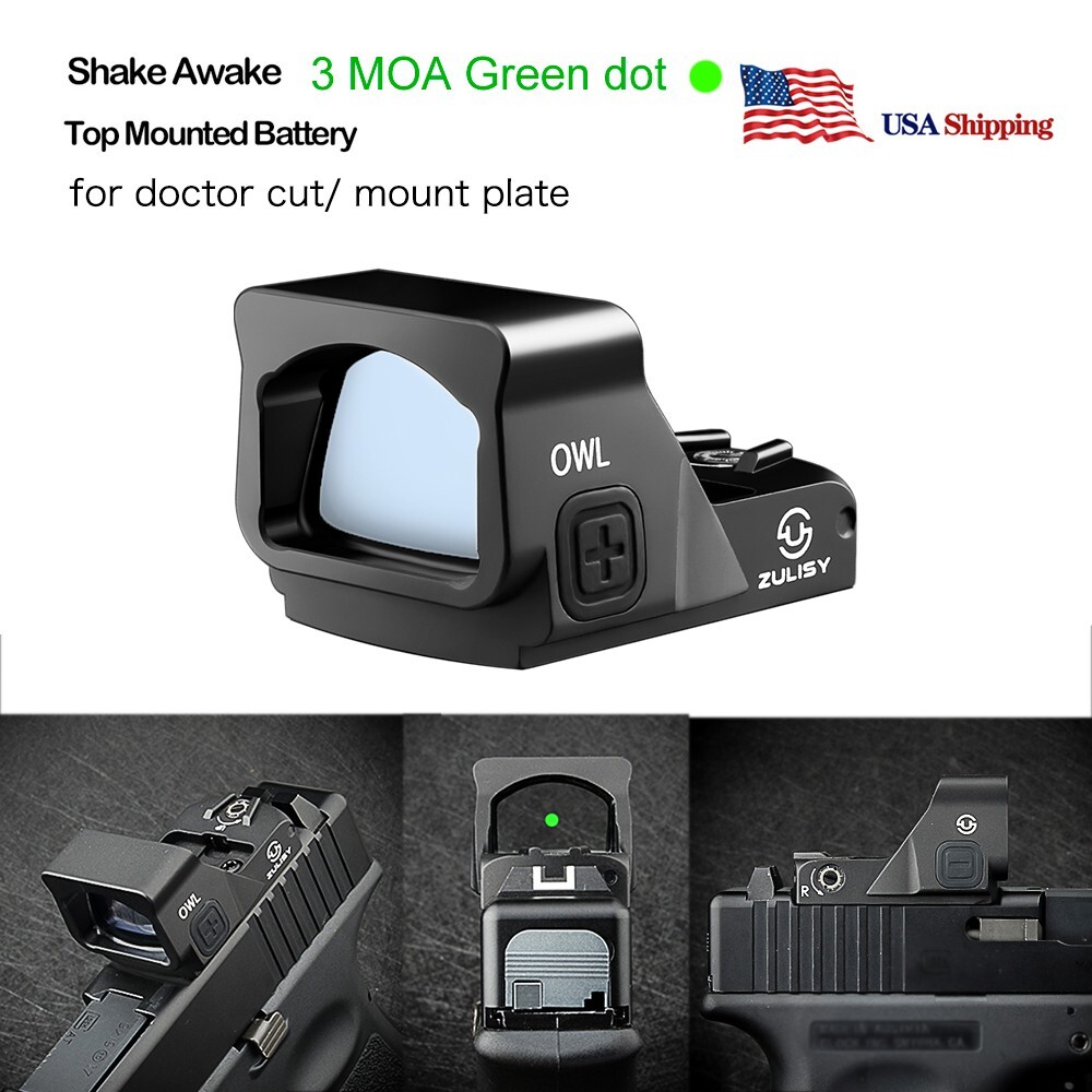 Tactical pistol 3 MOA Green Dot Reflex Sight OWL for Doctor Cut CQB Glock Mount