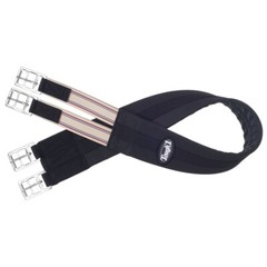 English Saddle Girth – Padded Cotton – Elastic End – 40″ to 54″ – Black or Brown