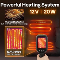 24.5» Heated Stadium Seat Bleacher Chair w/ 12V 20W PD Fast Charging 3 Levels