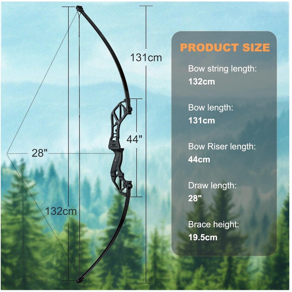 Archery Hunting Long Bow – 30lbs Draw Weight – Right Hand