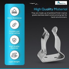MARINE CITY Stainless Storage Clips Hook Clamp 1-1/8″–1-1/2″ Boat (Pack of 2)